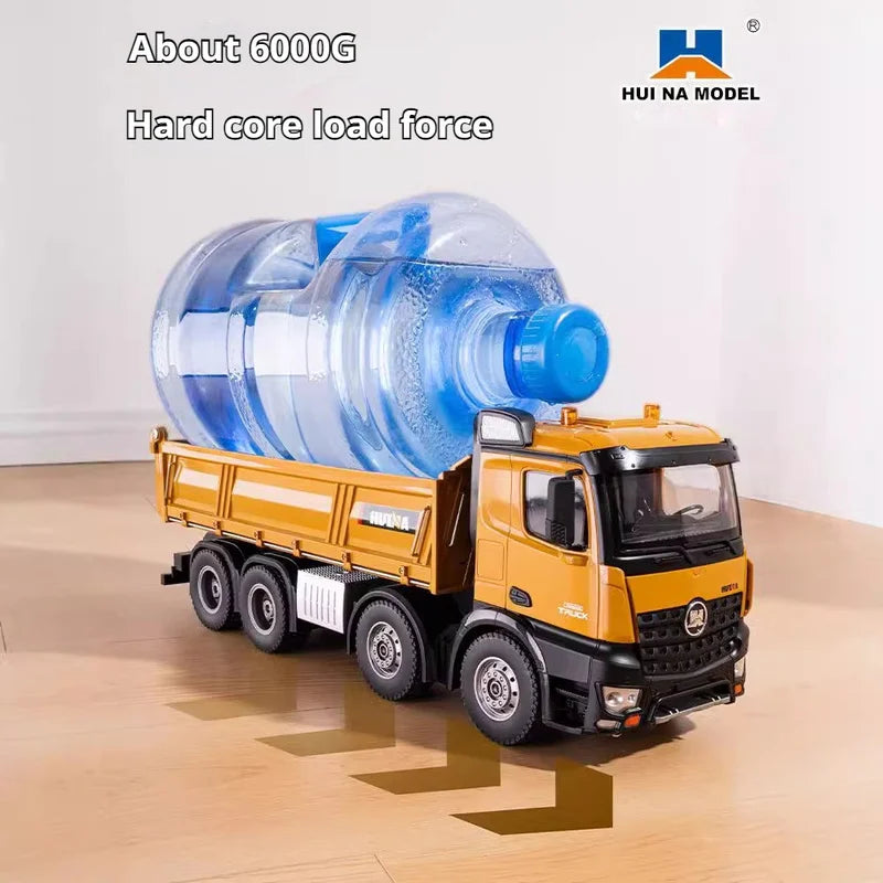 536 New 12-Channel 1:14 Alloy Remote Control Full-Scale 8-Wheel Heavy-Duty Engineering Dump Truck Remote Control Toy With Lights