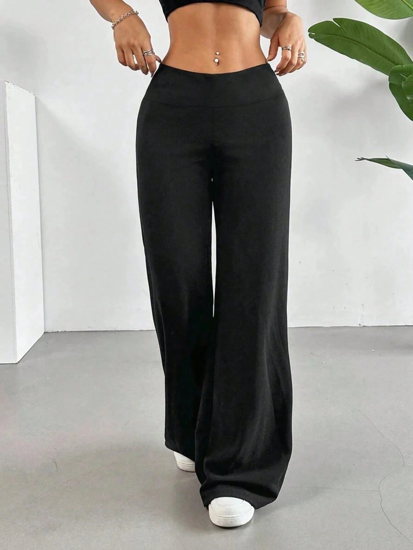 Women's High-waist Wide-leg Pants Solid Color Casual Pants Spring And Summer Fashionable Comfortable Trousers For Daily Wear