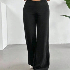 Women's High-waist Wide-leg Pants Solid Color Casual Pants Spring And Summer Fashionable Comfortable Trousers For Daily Wear