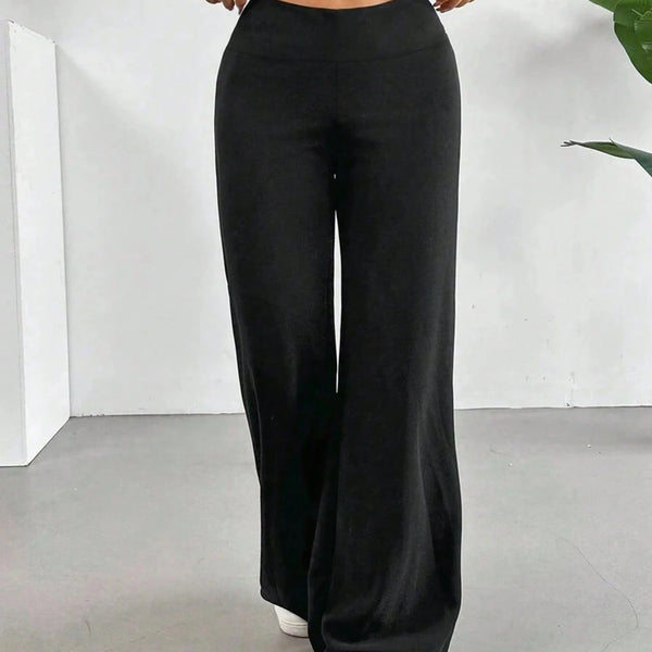 Women's High-waist Wide-leg Pants Solid Color Casual Pants Spring And Summer Fashionable Comfortable Trousers For Daily Wear