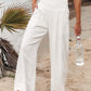 Women's casual pants with drawstring, mid waist, beach wide leg, spring and summer, European and American pants