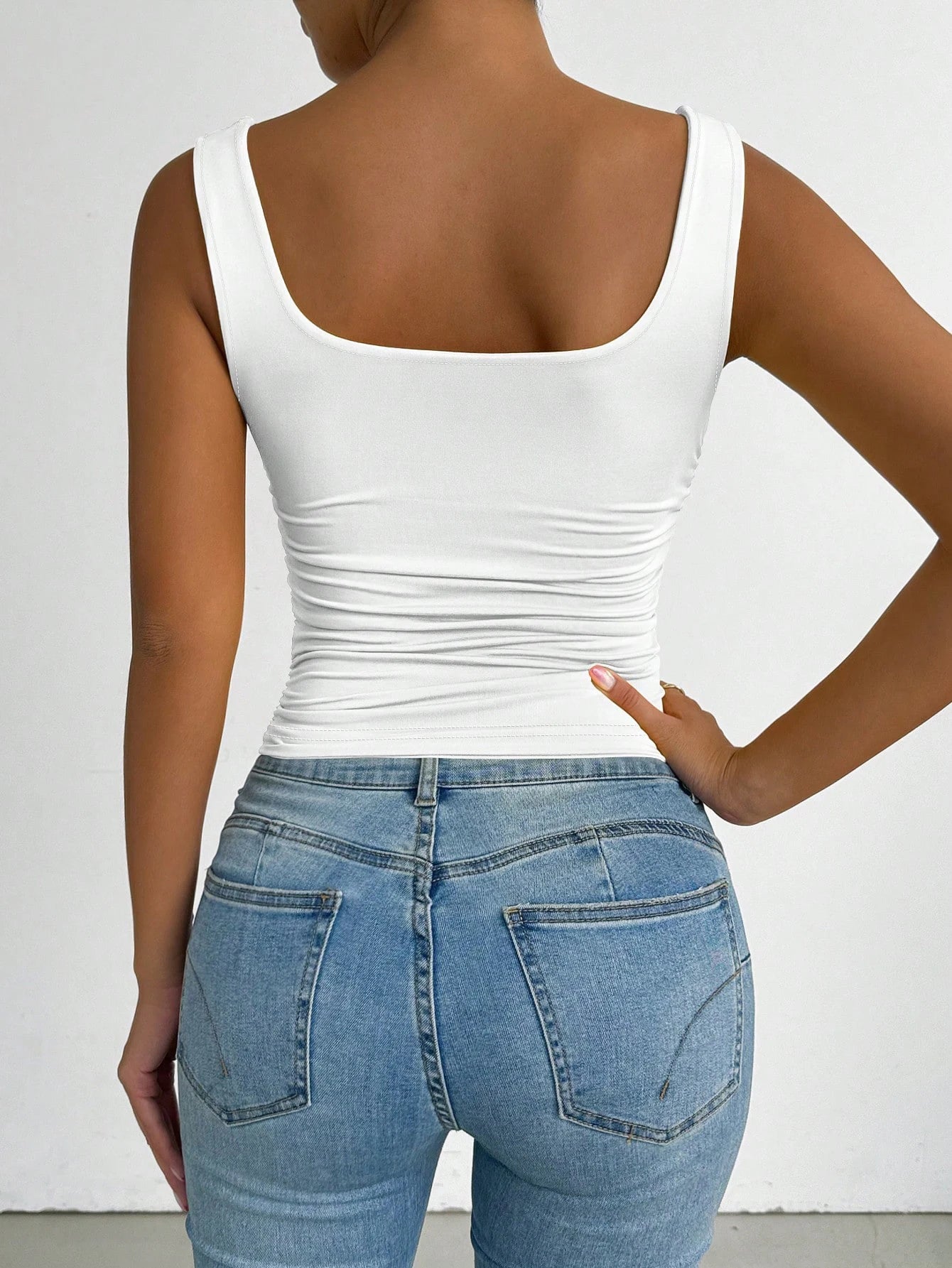 Fashion casual women's blouse with square neckline and two-piece set