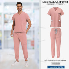 Scrubs Men Women Wholesale Scrubs Uniforms Medical Jogger Set Nurses Accessories Dental Clinic Pet Grooming Scrub Top Pants Sets
