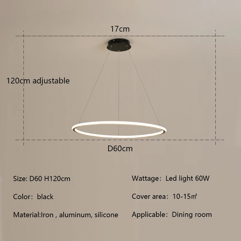 Nordic Simple Round Ring Led Chandeliers Lighting Living Dining Room Lustre Circle Pendant Lights Bedroom Hanging Lamps Fixtures
