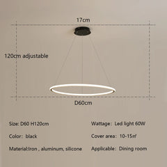 Nordic Simple Round Ring Led Chandeliers Lighting Living Dining Room Lustre Circle Pendant Lights Bedroom Hanging Lamps Fixtures