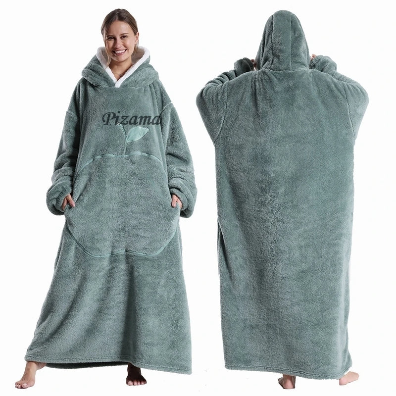Sweatshirt Women Plus Size Clothes Blue Extra Long Winter Warm Tv Blankets Wearable Sherpa Oversized Hoodies Winter Clothes