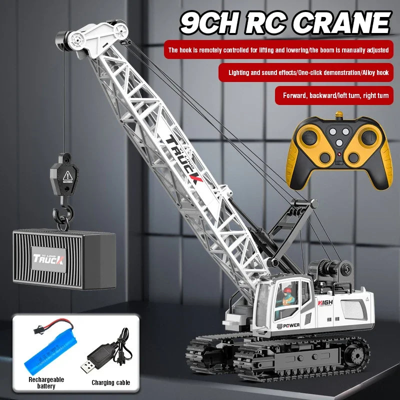 Big Rc Truck Alloy Crane 2.4G Remote Control Truck 9Ch 11Ch 13Ch 15Ch Spray Toy Radio Controlled Engineering Vehicle Excavator