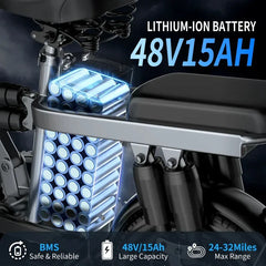 E-bike, multiple configuration options 400W motor 48V 30AH capacity, worry-free, safe and comfortable electric bicycle