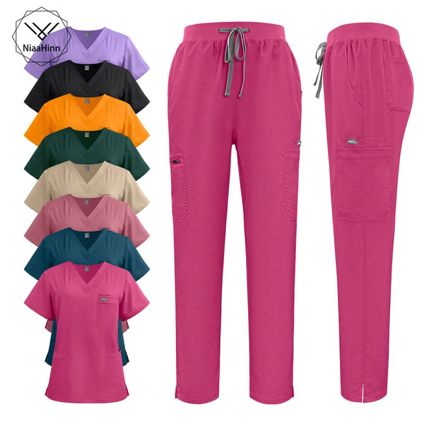 Niaahinn Scrubs Uniforms Sets Nursing High-quality Medical Uniform Wholesale Nurse Hospital Workwear Short Sleeved Top Pants Set