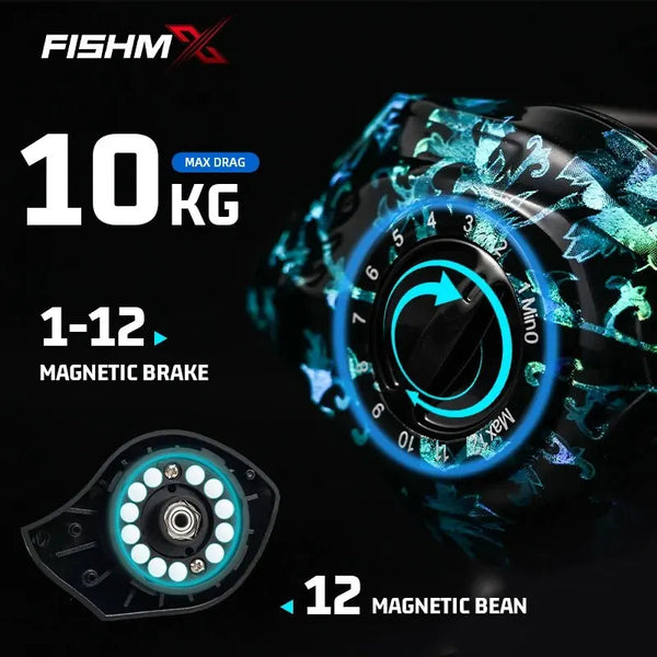 Fishmx Baitcasting Fishing Reel Metal Long-Range Anti Explosion Line Magnetic Brake 7.2:1 Micro Fishing Reel