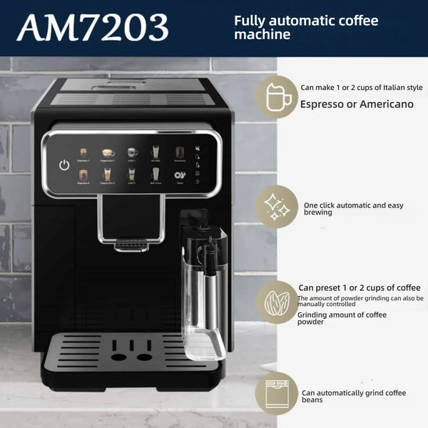 CAFOVO AE01 Fully Automatic Coffee Machine Bean to Cup One Touch Espresso Americano Maker with Milk Frother 1350W