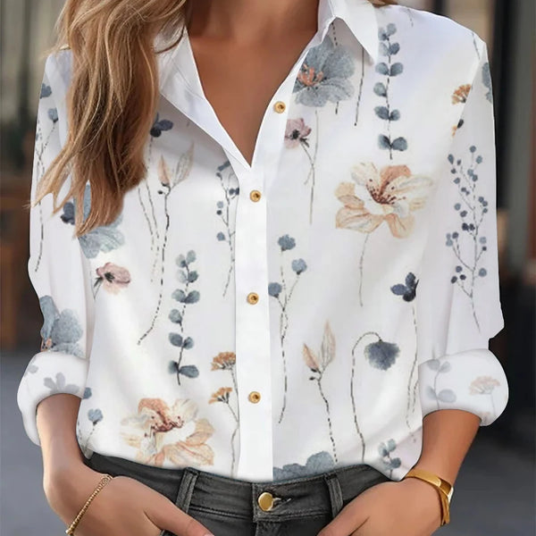 Elegant Loose Blouse Woman Fashion Temperament Long Sleeve Woman Shirt Printed Casual Woman Shirt Holiday Top