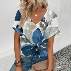 Women's T-Shirt Summer V-Neck T Shirt For Women Daily Fashion Short Sleeve Casual T-Shirt 3d Print Female Clothes