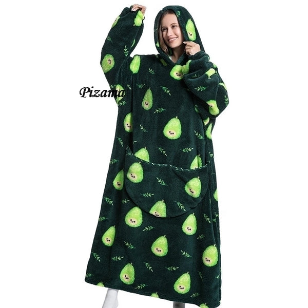 Sweatshirt Women Plus Size Clothes Blue Extra Long Winter Warm Tv Blankets Wearable Sherpa Oversized Hoodies Winter Clothes