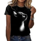 Women's T Shirt Fashion Blouse Short Sleeve T Shirt For Women 3d Cat Print Black Kawaii T Shirt Women's Oversized Summer Top