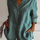 New Women's Shirt Casual Lapel Pleated Single-Breasted Button Solid Color Shirt Office Street Tops Blouses for Female