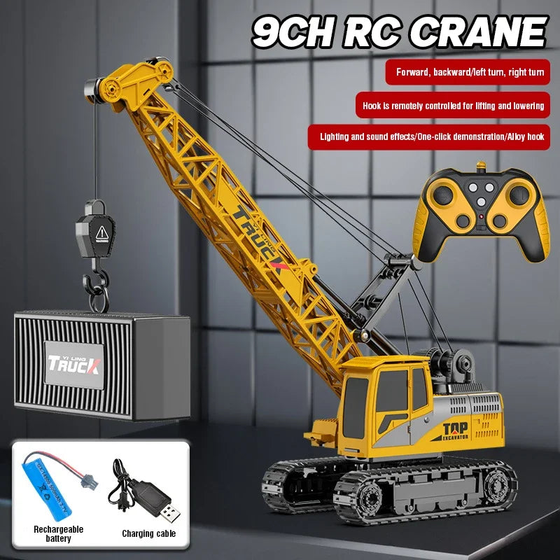 Big Rc Truck Alloy Crane 2.4G Remote Control Truck 9Ch 11Ch 13Ch 15Ch Spray Toy Radio Controlled Engineering Vehicle Excavator