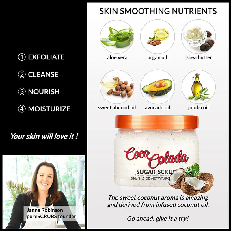 Shea Sugar Body Scrub Coconut Watermelon Rose Alpha Arbutin Hydrating And Exfoliating Scrub for Nourishing Includes Loofah Tool