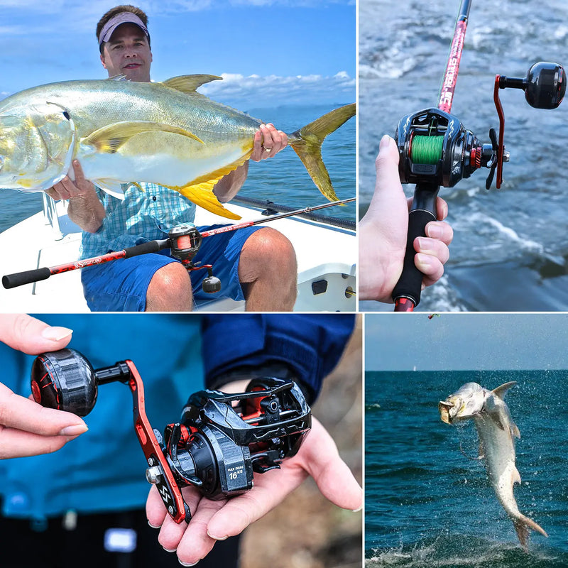 Sougayilang CDS 400 Baitcasting Reel 6.5:1 Gear Ratio 9+1 BB Carbon Fiber Body Max Drag 16KG Single Power Handle Fishing Reel