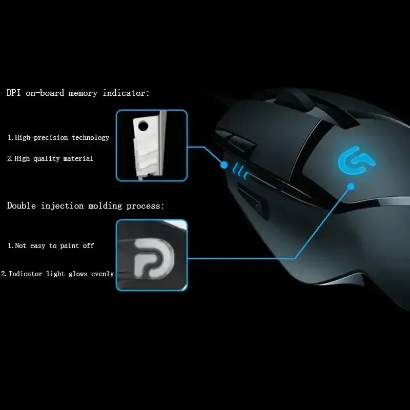 Logitech G402 Programmable Gaming Mouse, Anti-Slip and Sweat-Resistant, High Precision, Essential for PUBG and LOL Beginners