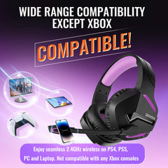 BINNUNE Dual Wireless Gaming Headset with mic for PC PS4 PS5, Bluetooth Gaming Headset  for Laptop Computer, Gaming Headphones