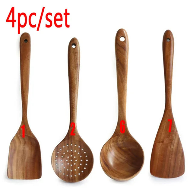 Kitchen Sets Wooden Kitchen Utensils Cooking Wooden Spoons Wooden Spoons Soup Utensils Kitchen Cooking Sets Cooking Gifts1-10PC