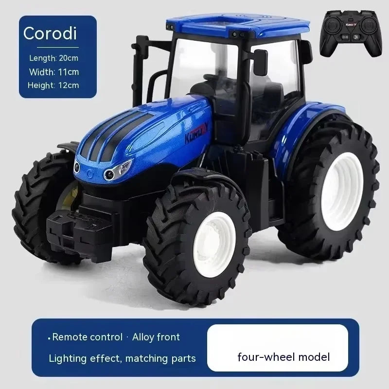 Rc Car 1:24 Alloy Remote-Controlled Tractor Toy With Headlights Simulation Electric Farm Truck Toy Set Child Outdoors Toys Gifts