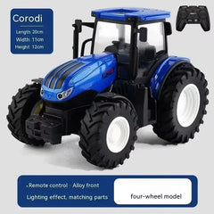 Rc Car 1:24 Alloy Remote-Controlled Tractor Toy With Headlights Simulation Electric Farm Truck Toy Set Child Outdoors Toys Gifts