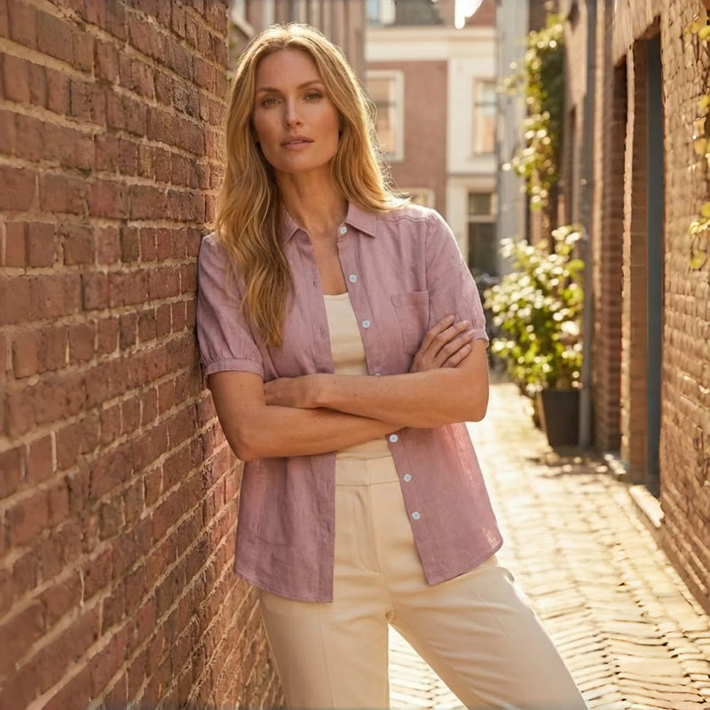 Women's Minimalist Button Down Shirt Spring Summer Lightweight Breathable Blouse Loose Fit Office Wear Tops 2025 New Arrival