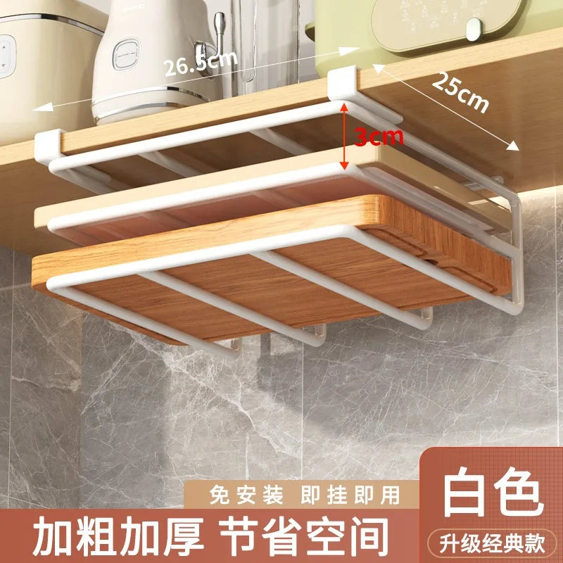 DecorBites™ Kitchen Rack: Cupboard Paper Towel Rags Hanger with Hooks