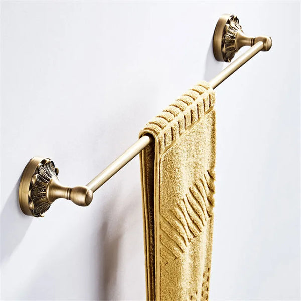DecorBites™ Brass Bathroom Hardware Set: Shelf, Toilet Brush Holder, Paper & Towel Holder