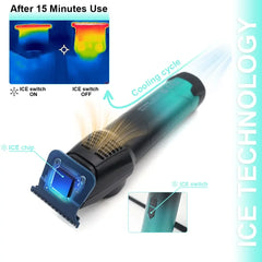VGR V-946 Professional Ice Tech Hair Trimmer DLC Blade 0 Gap 8000RPM Brushless Blue Ceramic For Men Beard Trimming Grooming