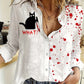Women's Shirt Fashion Clashing Color Patchwork Shirt Top Temperament Sense Long Sleeve Cat Shirt 2023 Autumn Brand Design Shirt