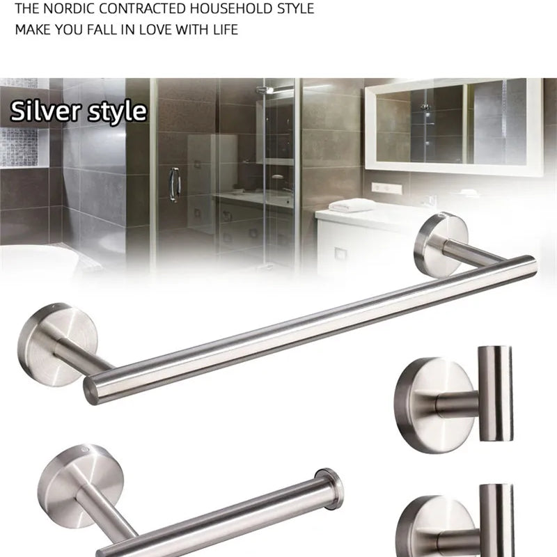 DecorBites™ Brushed Gold Bathroom Hardware Set: Towel Holder, Paper Holder, Robe Hook