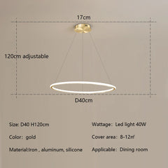Nordic Simple Round Ring Led Chandeliers Lighting Living Dining Room Lustre Circle Pendant Lights Bedroom Hanging Lamps Fixtures