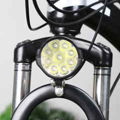 E-Bike Horn Light 2in1 9LED 18W Headlight with Horn and Light Switch for 36V 48V 60V Electric Scooter Bicycle Safety Flashlight