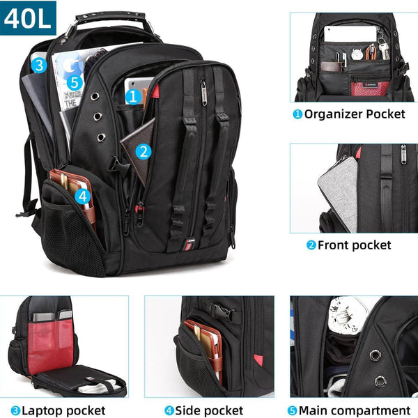 Large Laptop Backpack – 40L TSA-Approved Oxford Travel Pack
